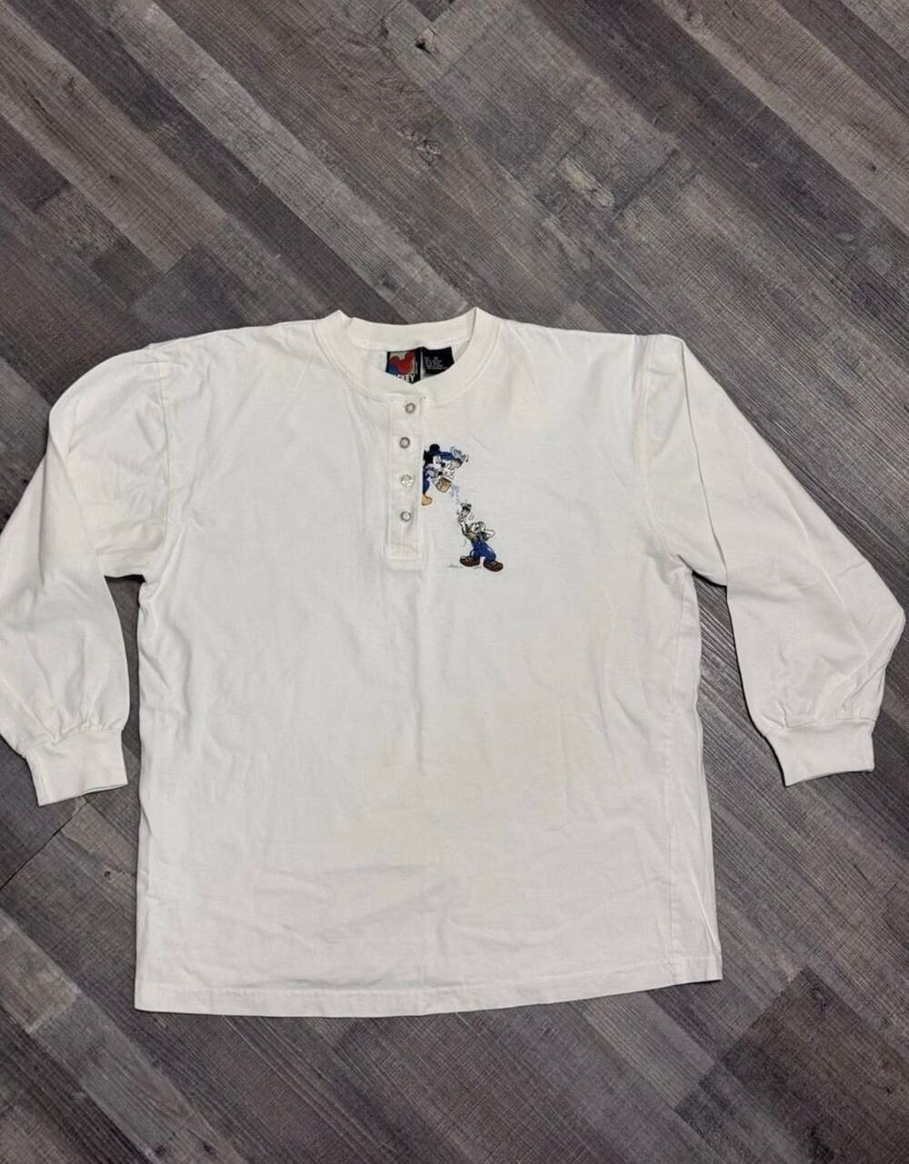 Vintage Mickey & Co. Disney Mickey and Donald Duck Embroidered Henley Shirt